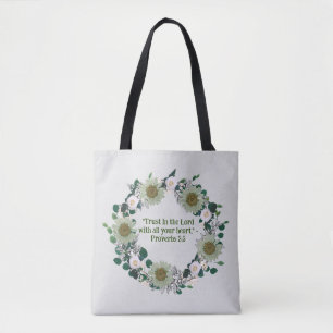 Sonnenblumen-Rose Blumenreath Inspiration Zitat Tasche