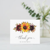 Sonnenblumen Rose Budget Hochzeit Danke Karte (Stehend Vorderseite)