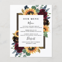 Sonnenblumen-Rose Burgundy Navy Blue Wedding Menu