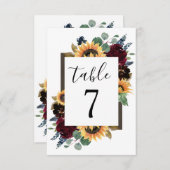 Sonnenblumen-Rose Burgundy Navy Hochzeitsszene Tis RSVP Karte (Vorne/Hinten)