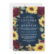 Sonnenblumen Rose Burgundy Red und Navy Blue Weddi