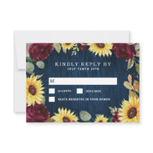 Sonnenblumen Rose Burgundy Red und Navy Blue Weddi