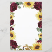 Sonnenblumen-Rose Burgundy Red Wedding Menu Cards (Rückseite)