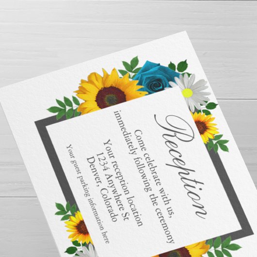 Sonnenblumen-Rose Daisy Floral Hochzeitsempfang Begleitkarte