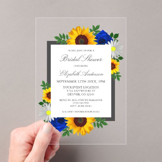 Sonnenblumen Rose Daisy Herbstblume Brautparty Acryleinladungen (Insitu (Handheld))