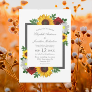 Sonnenblumen Rose Daisy Herbstblütenhochzeit Einladung