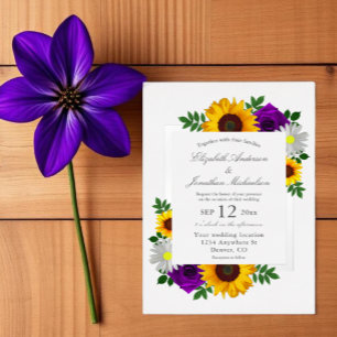 Sonnenblumen Rose Daisy Herbstblütenhochzeit Folieneinladung