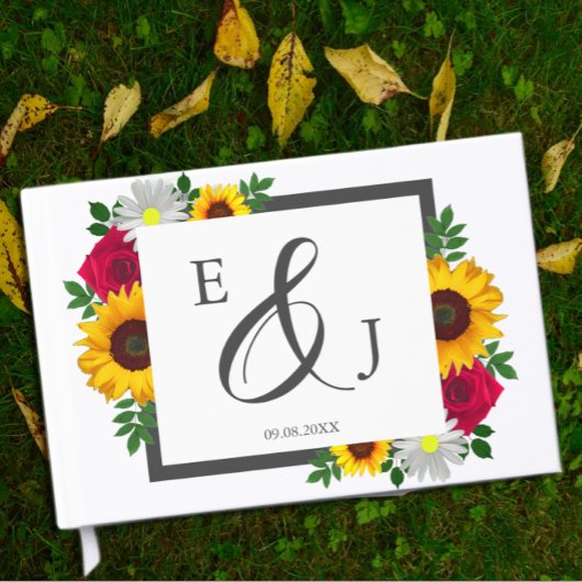 Sonnenblumen Rose Daisy Herbstblütenhochzeit Gästebuch