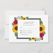 Sonnenblumen Rose Daisy Herbstblütenhochzeit RSVP Karte (Vorderseite)