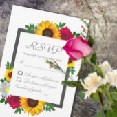 Sonnenblumen Rose Daisy Herbstblütenhochzeit RSVP Karte