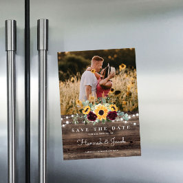Sonnenblumen Rose Foto Stallholz Save the Date Magneteinladung