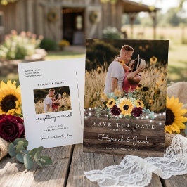 Sonnenblumen Rose Foto Wood Save the Date Hochzeit Ankündigungspostkarte