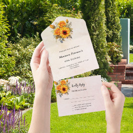 Sonnenblumen Rose Gold Geburtstagsfeier UAWG All In One Einladung