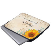 Sonnenblumen Rose Gold Glitzer Monogramm Laptopschutzhülle (Vorne Knopf)