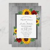 Sonnenblumen Rose Herbst Blumenzwiebelblume Hochze Einladung (Vorne/Hinten)