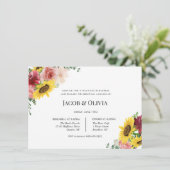 Sonnenblumen Rose Hochzeit Probe Dinner einladen Einladung (Stehend Vorderseite)