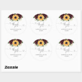 Sonnenblumen-Rose Hochzeit Vielen Dank Runder Aufkleber (Blatt)