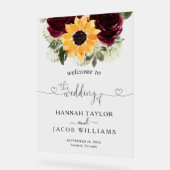 Sonnenblumen-Rose Hochzeitsempfang Acrylschild (Winkel)