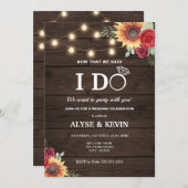 Sonnenblumen, Rose, Lichter und Barnwood I DO GRIL Einladung (Vorne/Hinten)