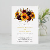 Sonnenblumen Rose Lila Rustikale Hochzeit im Herbs Folieneinladung (Stehend vorne)