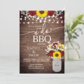 Sonnenblumen Rose Mason Jar I GRILLEN Verlobung Einladung (Stehend Vorderseite)