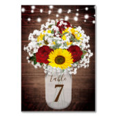 Sonnenblumen Rose Mason Jar String Lights Hochzeit Tischnummer (Rückseite)