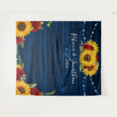 Sonnenblumen Rose Navy Holz rustikale Hochzeitstor Wandteppich (Vorderseite (Horizontal))