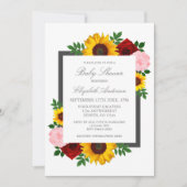 Sonnenblumen Rose Peonies Herbst Blumendusche Einladung (Vorderseite)