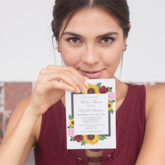 Sonnenblumen Rose Peonies Herbst Blumendusche Einladung