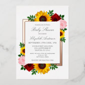 Sonnenblumen Rose Peonies Herbst Blumendusche Folieneinladung (Vorderseite)