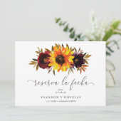 Sonnenblumen Rose Rot Lila Rustikaler Fall Spanisc Save The Date (Stehend Vorderseite)