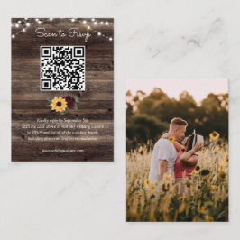Sonnenblumen Rose Rustic Wood Wedding QR Code UAWG Begleitkarte