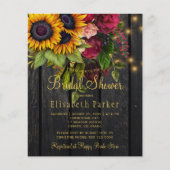 Sonnenblumen Rose rustikale Brautparty Einladung (Vorderseite)