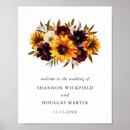 Sonnenblumen Rose Rustikale Hochzeit im Herbst Wil Poster (Vorne)