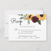 Sonnenblumen Rose Rustikale Hochzeit mit Speisen R RSVP Karte (Vorderseite)