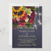 Sonnenblumen Rose rustikale Winterlichter Seefahrt Einladung (Vorderseite)