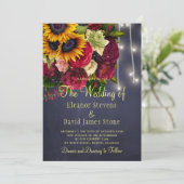 Sonnenblumen Rose rustikale Winterlichter Seefahrt Einladung (Stehend Vorderseite)