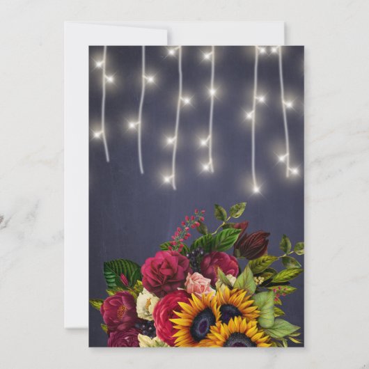 Sonnenblumen Rose rustikale Winterlichter Seefahrt Einladung (Rückseite)