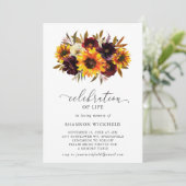 Sonnenblumen Rose Rustikaler Fall Feier des Lebens Einladung (Stehend Vorderseite)