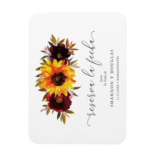 Sonnenblumen Rose Rustikaler Fall Save the Date Sp Magnet (Vertikal)