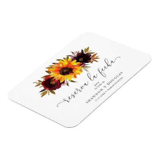 Sonnenblumen Rose Rustikaler Fall Save the Date Sp Magnet (Linke Seite)
