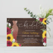 Sonnenblumen Rose Rustikales Brautparty Kleid Einladung (Stehend Vorderseite)