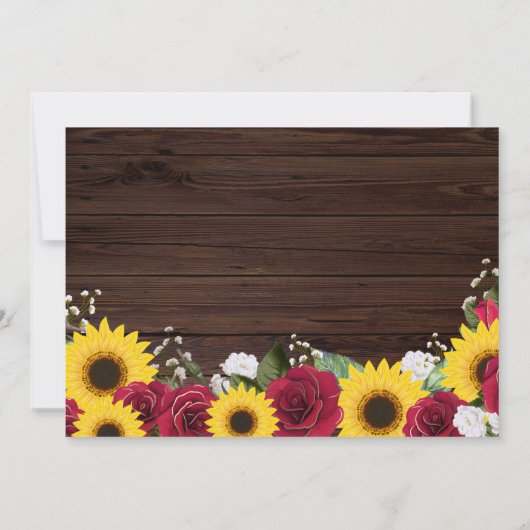 Sonnenblumen Rose Rustikales Brautparty Kleid Einladung (Rückseite)