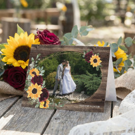 Sonnenblumen Rose Rustikales Foto für Hochzeiten Dankeskarte