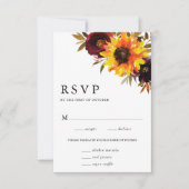 Sonnenblumen Rose Rustikales Herbstessen Hochzeit RSVP Karte (Vorderseite)