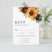 Sonnenblumen Rose Rustikales Herbstessen Hochzeit RSVP Karte (Stehend Vorderseite)