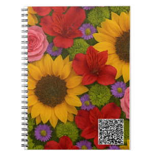 Sonnenblumen Rose Spiralgeschirr Foto Notebook Notizblock