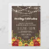 Sonnenblumen Rose Streichelleuchten Rustikale Hoch Einladung (Vorderseite)