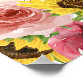 Sonnenblumen, Rose und Bienen Babydusche Empfang Poster (Ecke)