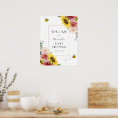 Sonnenblumen, Rose und Bienen Babydusche Empfang Poster (Küche)